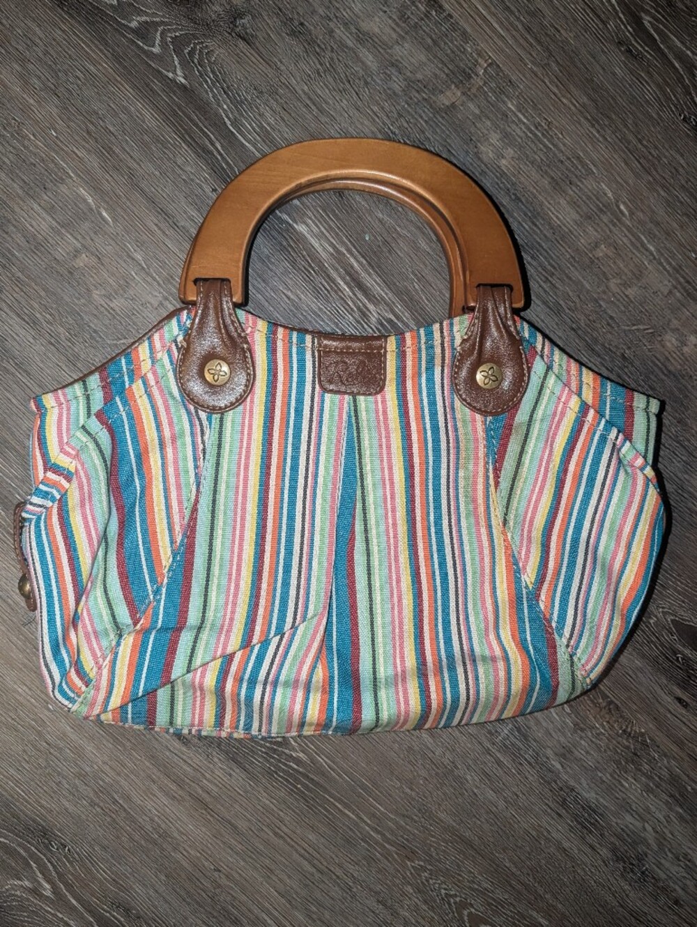 Relic by Fossil Multicolor Tote Bag w/ Wood Handles
